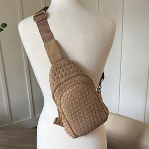 Anthropologie Beige Woven Crossbody Bag